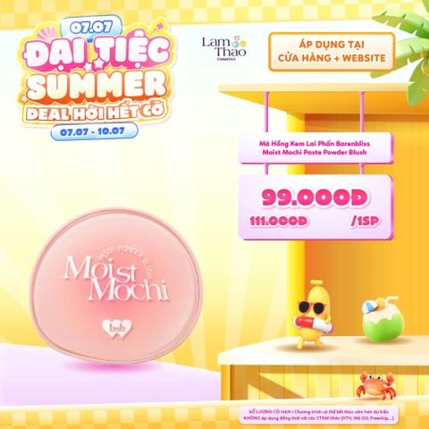  [DEAL SỐC 07.07 - 10.07]  Má Hồng Kem Lai Phấn Barenbliss Moist Mochi Paste Powder Blush 