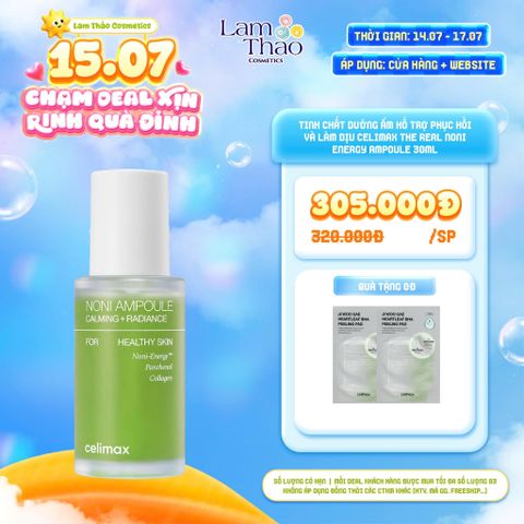  [DEAL SỐC 14.07 - 17.07 MUA SIZE 30ML TẶNG 02 GÓI SAMPLE TONTER PAD CELIMAX 5ML] Tinh Chất Dưỡng Ẩm Hỗ Trợ Phục Hồi Và Làm Dịu Celimax The Real Noni Energy Ampoule 