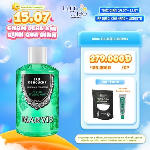  [DEAL SỐC 14.07 - 17.07 TẶNG KĐR MARVIS MINI + CHỈ NHA KHOA MARVIS]  Nước Súc Miệng Marvis Collutorio Strong Mint 