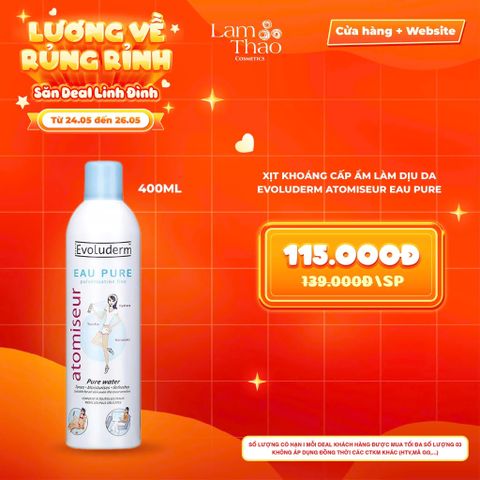  [DEAL SỐC 24.05 - 26.05 SIZE 400ML] Xịt Khoáng Cấp Ẩm Làm Dịu Da Evoluderm Atomiseur Eau Pure 