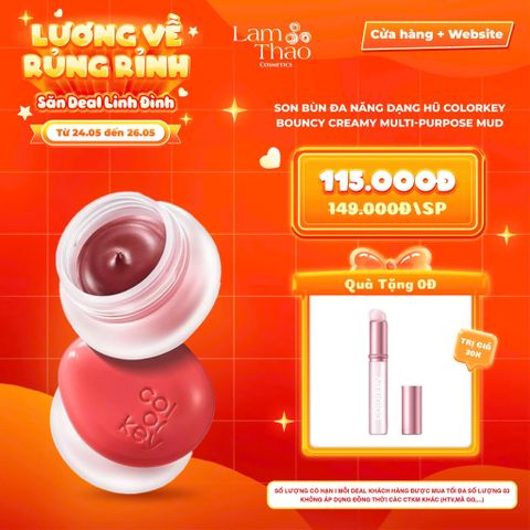  [DEAL SỐC 24.05 - 26.05 TẶNG CỌ MÔI SILICON COLORKEY] Son Bùn Đa Năng Dạng Hũ Colorkey Bouncy Creamy Multi-Purpose Mud 