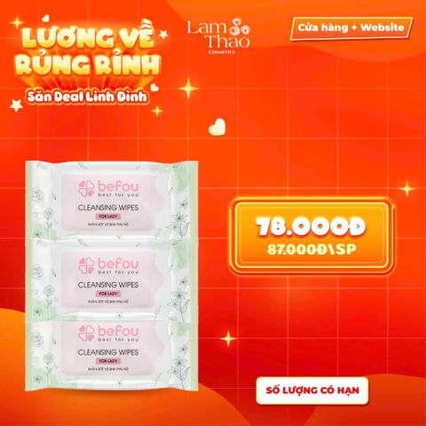 [TÍCH MUA 3 TÚI CHỈ CÒN 78K/3 TÚI] Khăn Ướt Vệ Sinh Cho Nữ Befou Cleansing Wipes For Lady Dạng Gói 