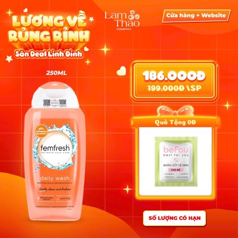  [MUA SIZE 250ML TẶNG KHĂN LVK BEFOU BỊCH 10 MIẾNG] Dung Dịch Vệ Sinh Phụ Nữ Cao Cấp Femfresh Daily Intimate Wash 