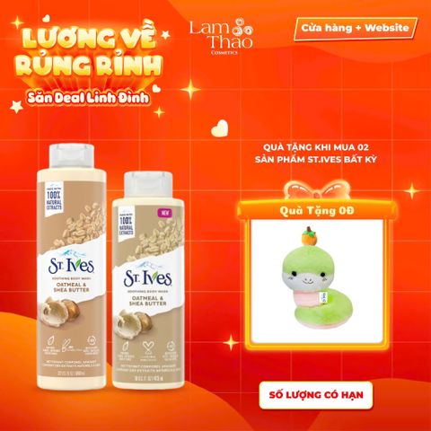  [MUA 2 SP ST.IVES BẤT KỲ TẶNG 01 GẤU BÔNG] Sữa Tắm Dưỡng Làm Mịn Da St.Ives Oatmeal & Shea Butter Soothing Body Wash (Mẫu Mới) 