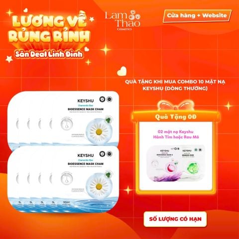  [MUA 10 MASK KEYSHU DÒNG THƯỜNG TẶNG 02 MASK KEYSHU] Mặt Nạ Cúc La Mã Cấp Ẩm Phục Hồi Da Keyshu Chamomile Fiber Bioessence Mask Cham 