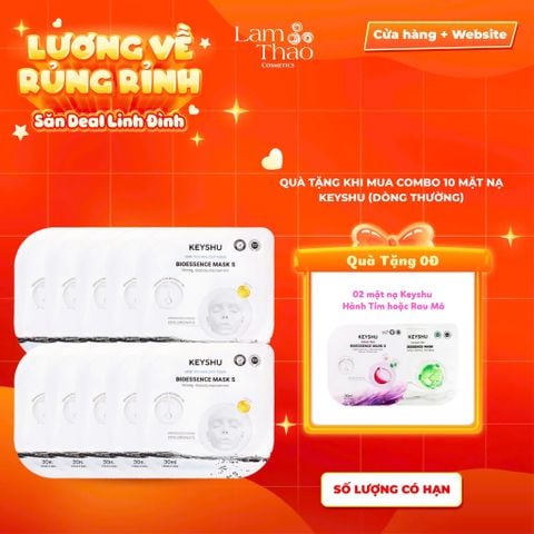  [MUA 10 MASK KEYSHU DÒNG THƯỜNG TẶNG 02 MASK KEYSHU] Mặt Nạ Hỗ Trợ Nâng Cơ Keyshu New Technology Fiber Bioessence Mask S 