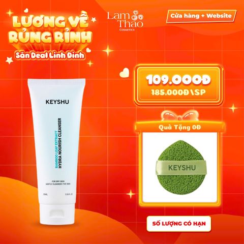  [TẶNG 01 MÚT RỬA MẶT KEYSHU] Sữa Rửa Mặt Làm Sạch Dịu Nhẹ Cho Da Khô Keyshu Hydra Nourish Cleanser 