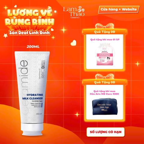  [TẶNG BTT BEFOU 50 MIẾNG] [MUA HĐ MD CARE 499K TẶNG 01 TÚI DA ĐỰNG MỸ PHẨM] Sữa Rửa Mặt Dịu Nhẹ Và Cấp Ẩm Cho Da Nhạy Cảm MD CARE Hydrating Milk Cleanser 