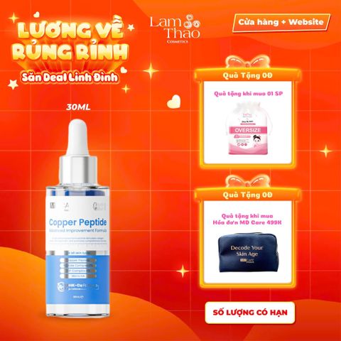  [TẶNG BTT BEFOU 50 MIẾNG][MUA HĐ MD CARE 499K TẶNG 01 TÚI DA ĐỰNG MỸ PHẨM] Tinh Chất Hỗ Trợ Chống Lão Hoá, Cung Cấp Collagen MD Care Copper Peptide Serum Advanced Improvement Formula 