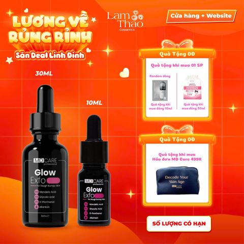  [MUA SIZE 30ML TẶNG BTT BEFOU 50 MIẾNG - MUA 10ML TẶNG MẶT NẠ ARUMORE][HĐ MD CARE 499K TẶNG 01 TÚI DA ĐỰNG MỸ PHẨM] Tẩy Tế Bào Chết Làm Sáng, Mờ Thâm Và Đều Màu Da MD Care Glow EXFO 