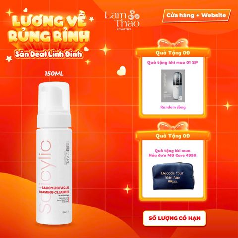  [TẶNG MẶT NẠ ARUMORE][MUA HĐ MD CARE 499K TẶNG 01 TÚI DA ĐỰNG MỸ PHẨM]  Sữa Rửa Mặt Dạng Bọt Dành Cho Da Dầu Mụn Nhạy Cảm MD CARE BHA Salicylic Facial Foaming Cleanse 