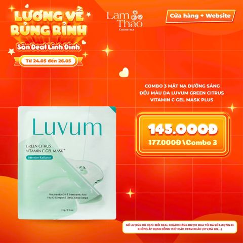  [DEAL SỐC 24.05 - 26.05 COMBO 3 MASK] Mặt Nạ Dưỡng Sáng Đều Màu Da Luvum Green Citrus Vitamin C Gel Mask Plus 