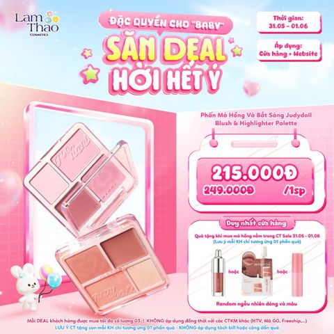  [DEAL SỐC 31.05 - 01.06] Phấn Má Hồng Và Bắt Sáng Judydoll Blush & Highlighter Palette 
