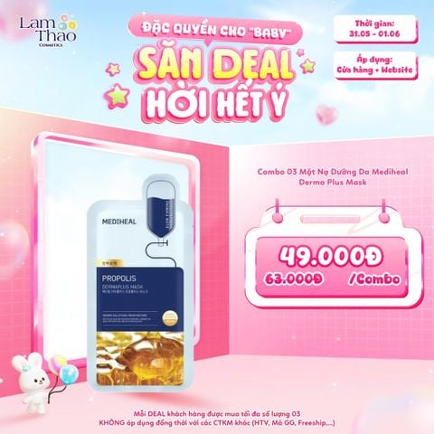 [DEAL SỐC 31.05 - 01.06 KHI MUA COMBO 3 MASK] Mặt Nạ Làm Dịu & Phục Hồi Mediheal Dermaplus Propolis Mask 