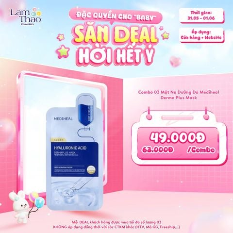  [DEAL SỐC 31.05 - 01.06 KHI MUA COMBO 3 MASK] Mặt Nạ Cấp Ẩm & Hỗ Trợ Phục Hồi Mediheal Dermaplus Low Molecular Hyaluronic Acid Mask 
