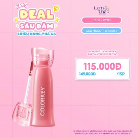  [DEAL SỐC 07.03 - 09.03] Son Tint Lì Colorkey Soft Matte Water Tint 