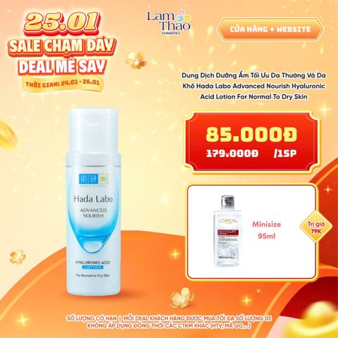  [DEAL SỐC 24.01 - 26.01 TẶNG 01 NTT LOREAL 95ML] Dung Dịch Dưỡng Ẩm Tối Ưu Da Thường Và Da Khô Hada Labo Advanced Nourish Hyaluronic Acid Lotion For Normal To Dry Skin 