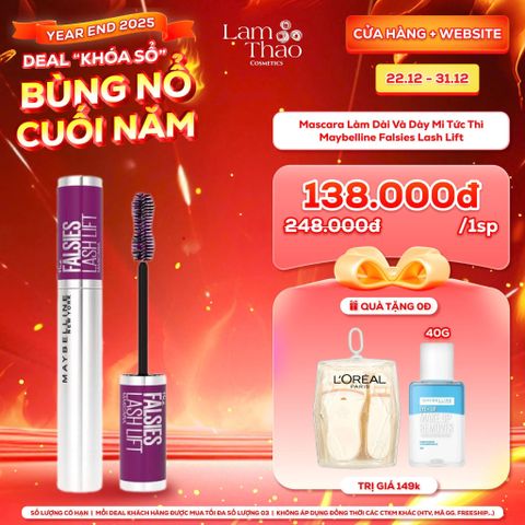  [DEAL SỐC 22.12 - 31.12 TẶNG BẤM MI OAP + NTT MẮT MÔI MAYBELLINE 40ML]  Mascara Làm Dài Và Dày Mi Tức Thì Maybelline Falsies Lash Lift 