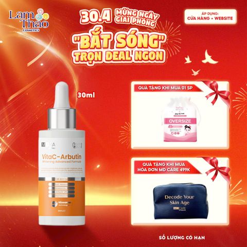  [TẶNG BTT BEFOU OVERSIZE 50 MIẾNG] [HĐ MD CARE 499K TẶNG 01 TÚI DA] Tinh Chất Hỗ Trợ Sáng Da, Chống Lão Hoá MD CARE VitaC Arbutin Serum Whitening Advanced Formula 