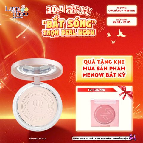  [DEAL SỐC 25.04 - 01.05 MUA 01 TẶNG 01 MÁ HỒNG MENOW] Phấn Phủ Dạng Nén Kiềm Dầu Che Phủ Hoàn Hảo Menow Matte Tulle Makeup Powder Viet Nam Edition 