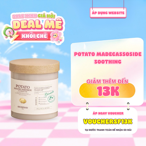  Toner Pad Làm Dịu Và Sáng Da Khoai Tây Madecassoside Skinfood Potato Madecassoside Soothing Pad 