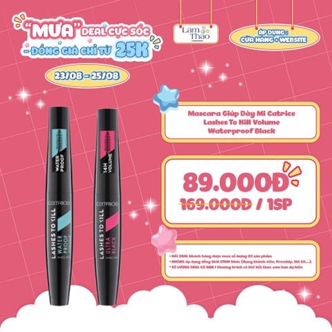  [DEAL 23/8 - 25/8 GIÁ SỐC] Mascara Giúp Dày Mi Catrice Lashes To Kill Volume Waterproof Black 