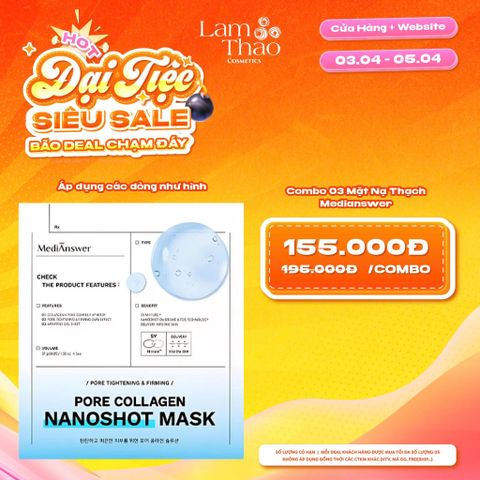  [DEAL SỐC 03.04 - 05.04 COMBO 3 MASK] Mặt Nạ Dạng Thạch Hỗ Trợ Thu Nhỏ Lỗ Chân Lông Và Săn Chắc Da MediAnswer Pore Collagen Nano Shot Mask (Mẫu mới) 
