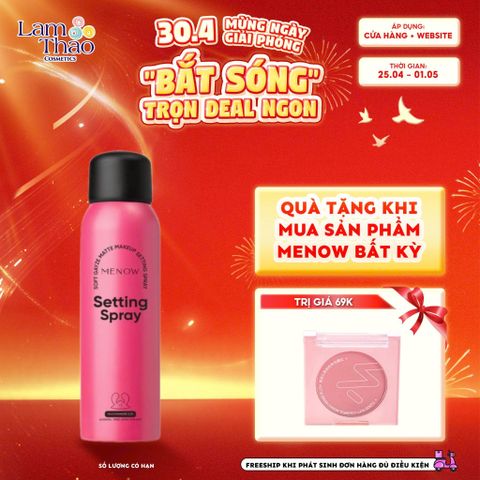  [DEAL SỐC 25.04 - 01.05 MUA 01 TẶNG 01 MÁ HỒNG MENOW] Xịt Khóa Nền Menow Soft Gayze Matte Makeup Setting Spray 