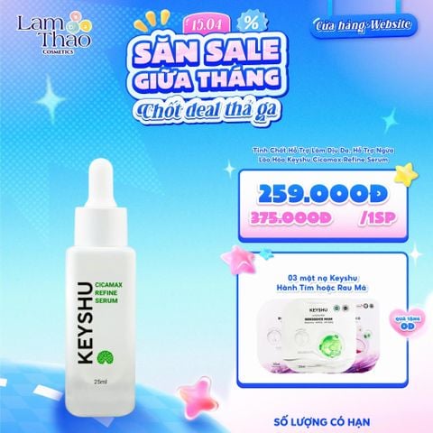  [MUA 1 TẶNG 3 MẶT NẠ KEYSHU NGẪU NHIÊN] Tinh Chất Hỗ Trợ Làm Dịu Da, Hỗ Trợ Ngừa Lão Hóa Keyshu Cicamax Refine Serum 