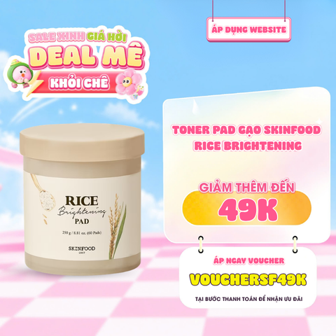  Toner Pad Gạo Dưỡng Trắng Da Skinfood Rice Brightening Pad 