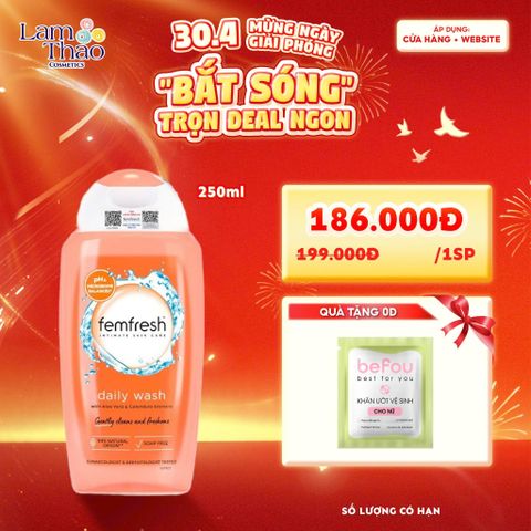  [MUA SIZE 250ML TẶNG KHĂN LVK BEFOU BỊCH 10 MIẾNG] Dung Dịch Vệ Sinh Phụ Nữ Cao Cấp Femfresh Daily Intimate Wash 