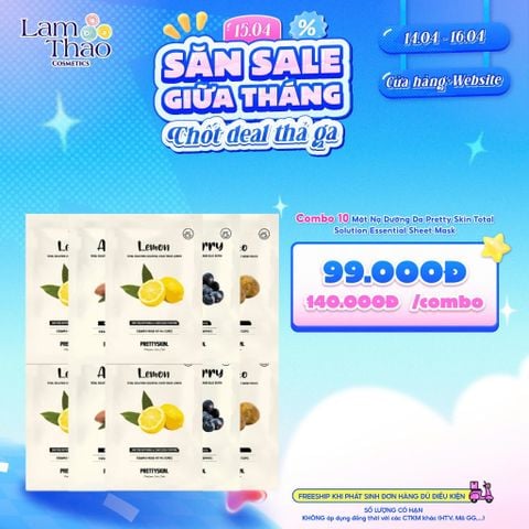  [DEAL SỐC 14.04 - 16.04 COMBO 10 MASK] Mặt Nạ Dưỡng Da Pretty Skin Total Solution Essential Sheet Mask 
