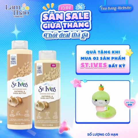  [MUA 2 SP ST.IVES BẤT KỲ TẶNG 01 GẤU BÔNG] Sữa Tắm Dưỡng Làm Mịn Da St.Ives Oatmeal & Shea Butter Soothing Body Wash (Mẫu Mới) 