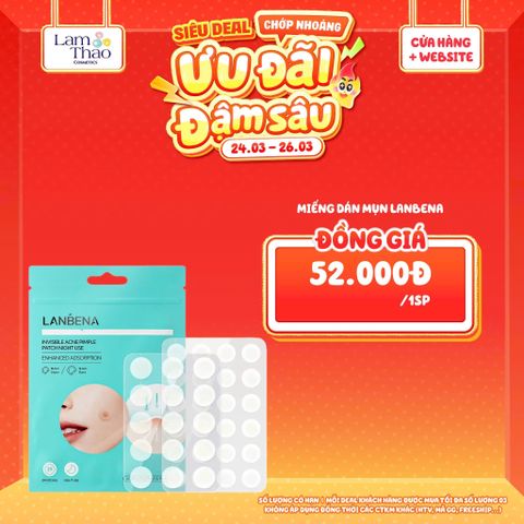  [DEAL SỐC 24.03 - 26.03] Miếng Dán Mụn Ban Đêm Lanbena Invisible Acne Pimple Patch Night Use 