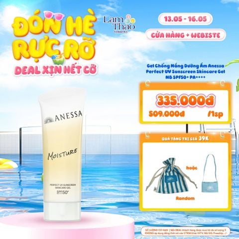  [DEAL SỐC 13.05 - 16.05 TĂNG TÚI ĐỰNG NƯỚC HOẶC TÚI RÚT] Gel Chống Nắng Dưỡng Ẩm Anessa Perfect UV Sunscreen Skincare Gel NB SPF50+ PA++++ 