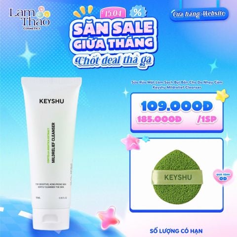  [TẶNG 01 MÚT RỬA MẶT KEYSHU] Sữa Rửa Mặt Làm Sạch Bụi Bẩn Cho Da Nhạy Cảm Keyshu Mildrelief Cleanser 