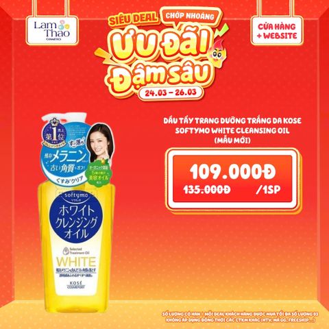  [DEAL SỐC 24.03 - 26.03] Dầu Tẩy Trang Dưỡng Trắng Da Kose Softymo White Cleansing Oil (mẫu mới) 