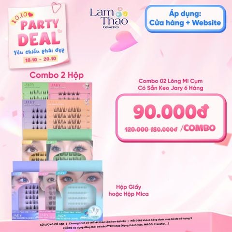  [DEAL SỐC 18/10 - 20/10 COMBO 2 HỘP] Lông Mi Cụm Có Sẵn Keo Jary Pro Cluster Lashes 6 Hàng (Hộp Mica) 