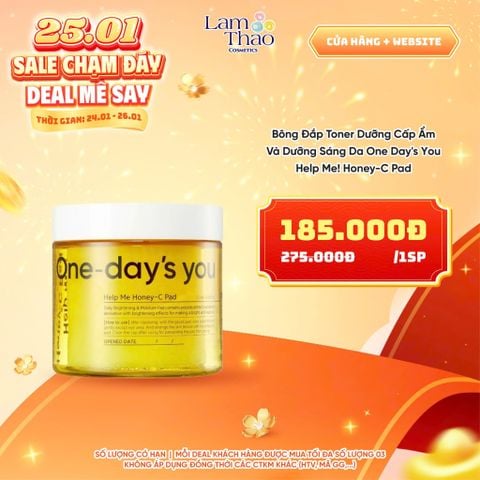  [DEAL SỐC 24.01 - 26.01] Bông Đắp Toner Dưỡng Cấp Ẩm Và Dưỡng Sáng Da One Day's You Help Me! Honey-C Pad 