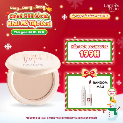  [DEAL SỐC 6.12 - 25.12 MUA HOÁ ĐƠN FOCALLURE 199K TẶNG 01 SON TRUE MATTE LIQUID LIPSTICK] Phấn Nền Lỳ Dạng Nén Focallure Covermax Two Way Cake Pressed Powder 