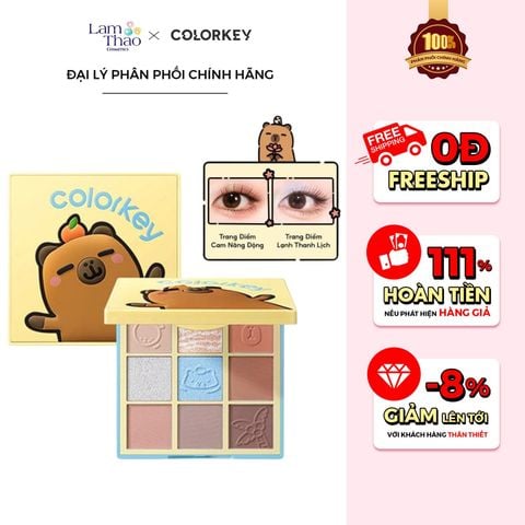  [DEAL SỐC 6.12 - 25.12 MUA HOÁ ĐƠN COLORKEY 499K TẶNG GƯƠNG + SON KEM LÌ] Bảng Phấn Mắt 9 Màu Colorkey Orange Capybara Nine Shades Eyeshadow Palette 