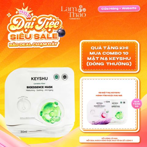  [MUA 10 MASK KEYSHU DÒNG THƯỜNG TẶNG 02 MASK KEYSHU] Mặt Nạ Sợi Xơ Rau Má Cấp Ẩm Keyshu Centella Fiber Bio Essence Mask 