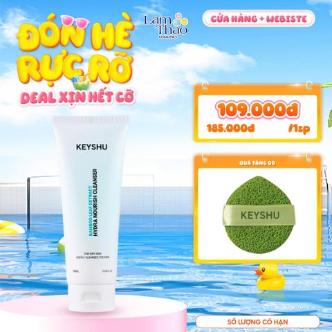  [TẶNG 01 MÚT RỬA MẶT KEYSHU] Sữa Rửa Mặt Làm Sạch Dịu Nhẹ Cho Da Khô Keyshu Hydra Nourish Cleanser 