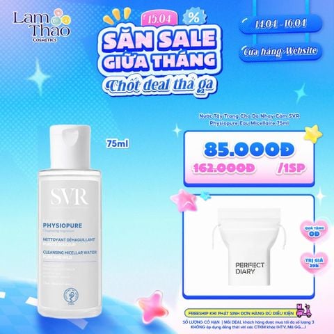  [DEAL SỐC 14.04 - 16.04 MUA SIZE 75ML TẶNG BTT PERFECT DIARY 30 MIẾNG] Nước Tẩy Trang Cho Da Nhạy Cảm SVR Physiopure Eau Micellaire 
