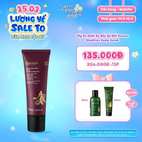  [DEAL SỐC 14.03 - 16.03 TẶNG DẦU GỘI + XẢ COCOON 50ML] Tẩy Da Chết Da Đầu Bồ Kết Cocoon Gleditsia Scalp Scrub 