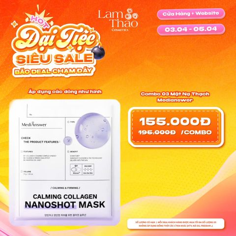  [DEAL SỐC 03.04 - 05.04 COMBO 3 MASK]  Mặt Nạ Thạch Phục Hồi Dịu Da Medianswer Calming Collagen Nanoshot Mask 