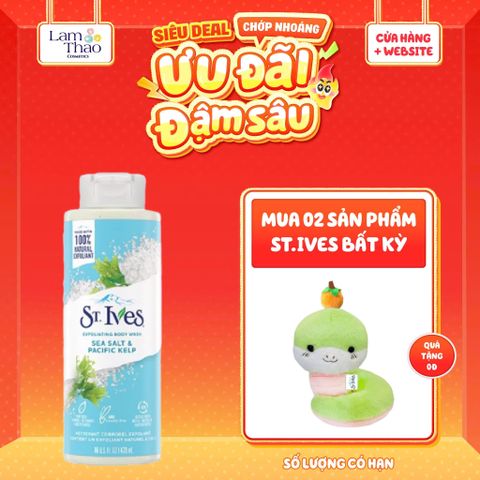  [MUA 2 SP ST.IVES BẤT KỲ TẶNG 01 GẤU BÔNG] Sữa Tắm Loại Bỏ Da Chết St.Ives Purifying Sea Salt & Pacific Kelp Exfoliating Body Wash (Mẫu Mới) 