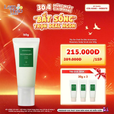  [DEAL SỐC 25.04 - 01.05 MUA SIZE 165G TẶNG 03 TTBC AROMATICA 30G] Tẩy Da Chết Da Đầu Aromatica Rosemary Scalp Scrub 