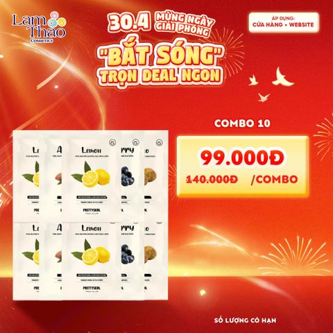  [COMBO 10 NẠ PRETTY SKIN GIÁ SỐC] Mặt Nạ Dưỡng Da Pretty Skin Total Solution Essential Sheet Mask 