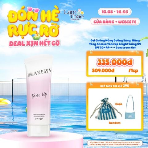 [DEAL SỐC 13.05 - 16.05 TĂNG TÚI ĐỰNG NƯỚC HOẶC TÚI RÚT] Gel Chống Nắng Dưỡng Sáng, Nâng Tông Anessa Tone Up Brightening UV SPF 50+ PA++++ Sunscreen Gel 